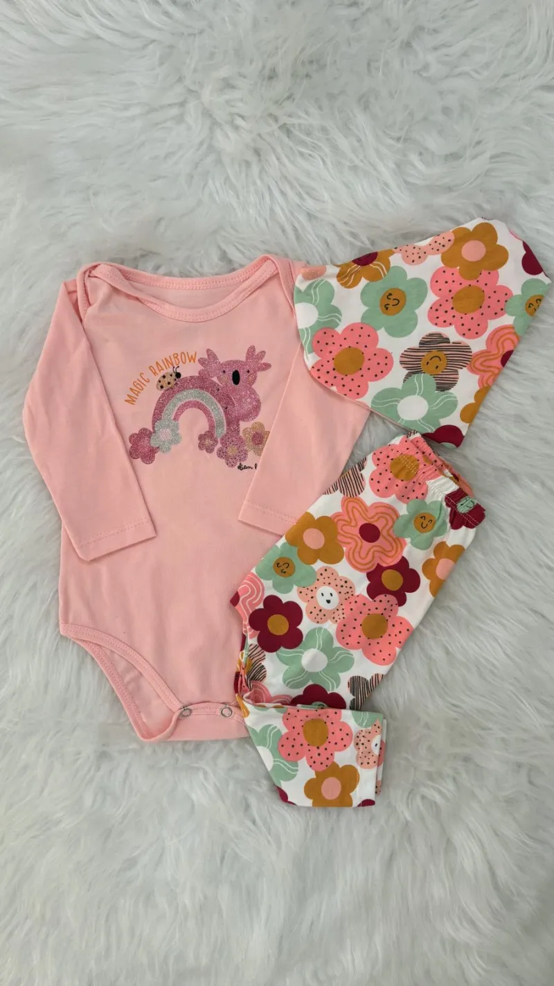 KIT BODY MANGA LONGA FEMININO INFANTIL R120