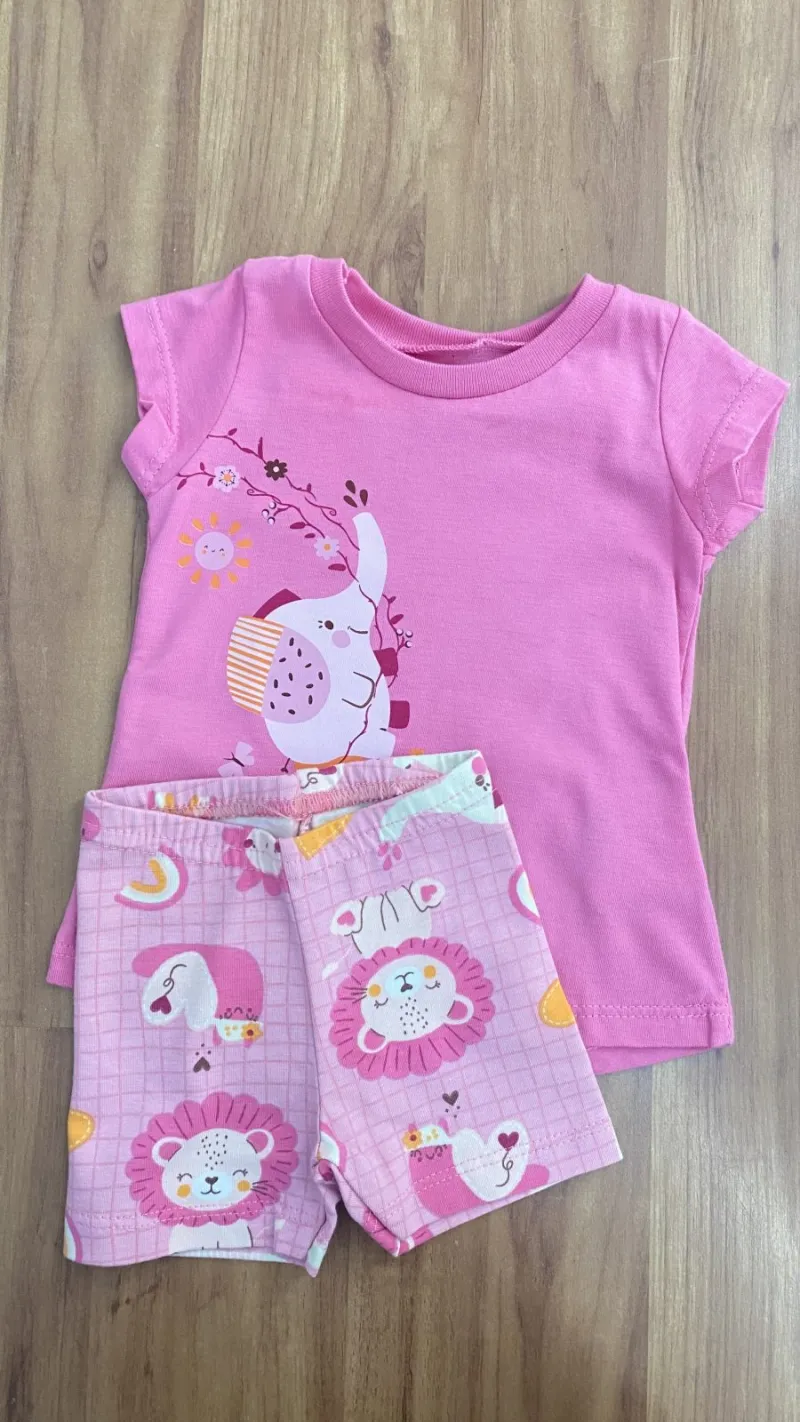 CONJUNTO FEMININO INFANTIL SEM MANGA+SHORTS R120