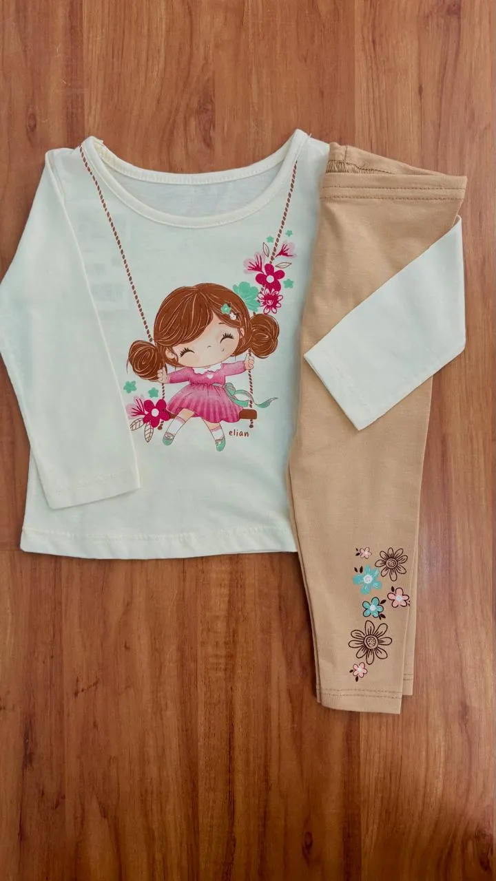 CONJUNTO FEMININO INFANTIL MANGA LONGA+LEG R120