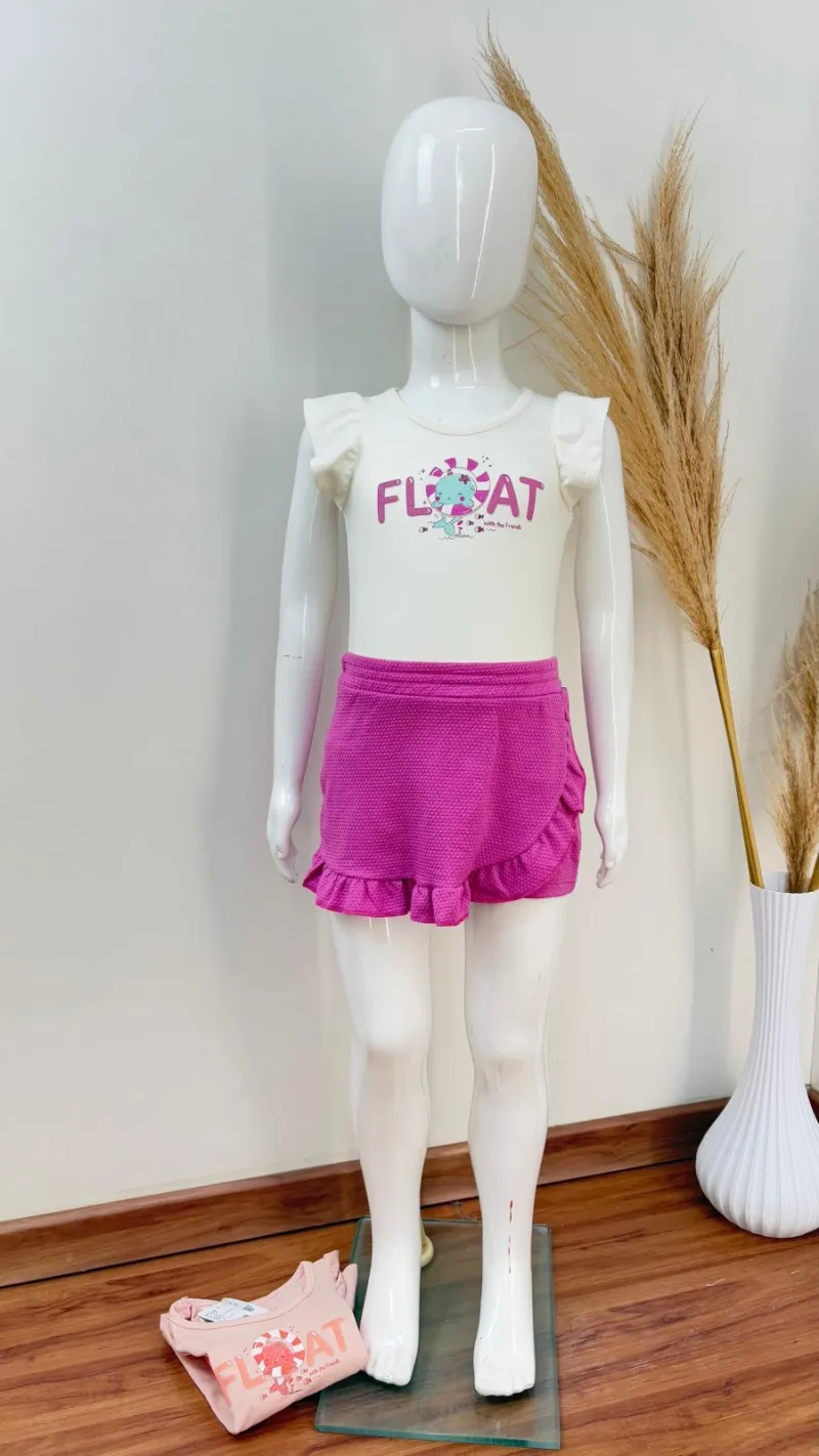 CONJUNTO FEMININO INFANTIL SEM MANGA+SHRT