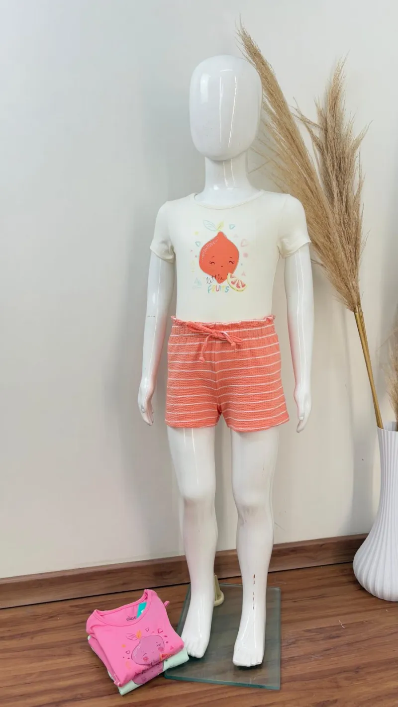 CONJUNTO FEMININO INFANTIL SEM MANGA+SHRT
