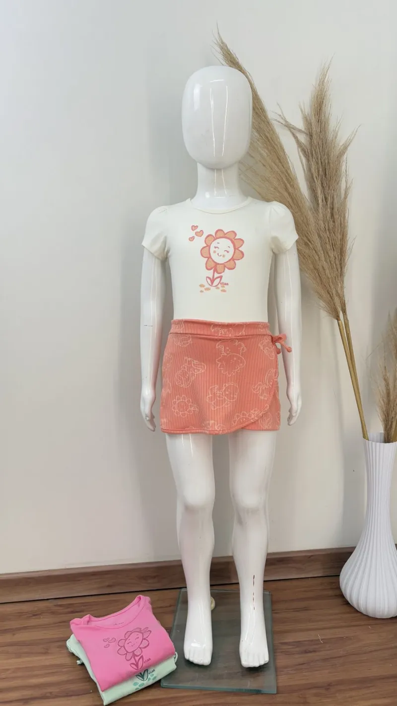 CONJUNTO FEMININO INFANTIL SEM MANGA+SHRT