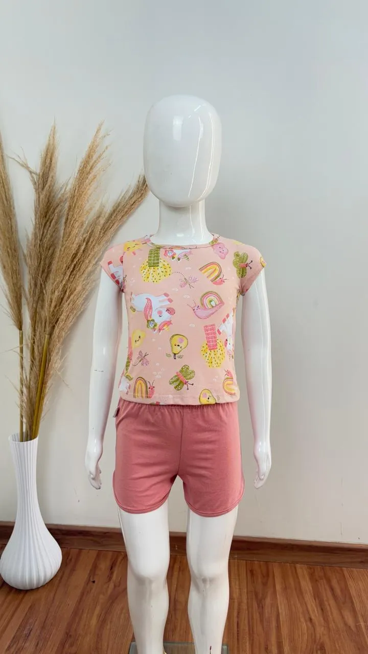 CONJUNTO FEMININO INFANTIL SEM MANGA+SHRT