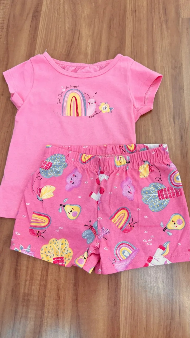 CONJUNTO FEMININO INFANTIL SEM MANGA+SHRT