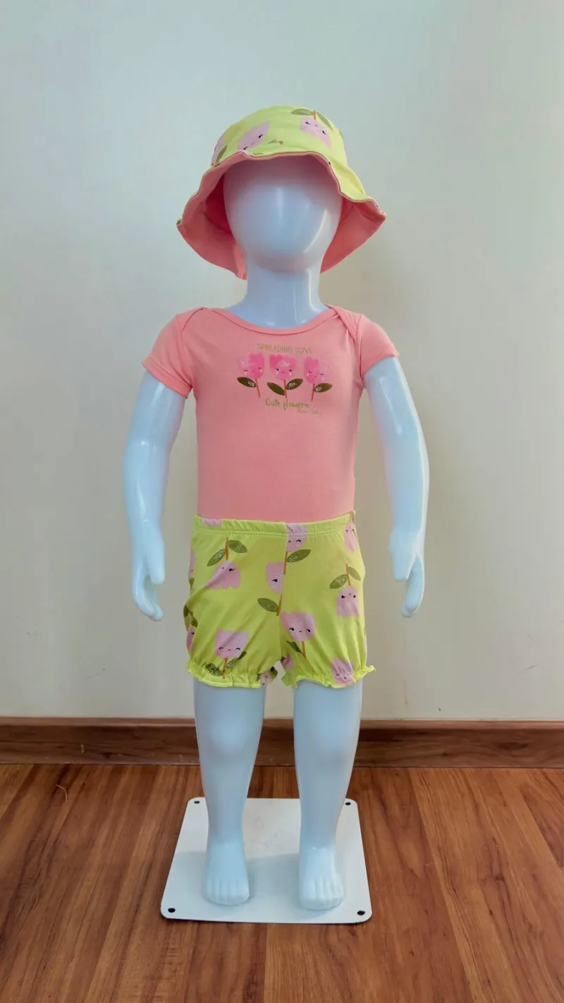 KIT FEMININO INFANTIL BODY SEM MANGA+SHRT