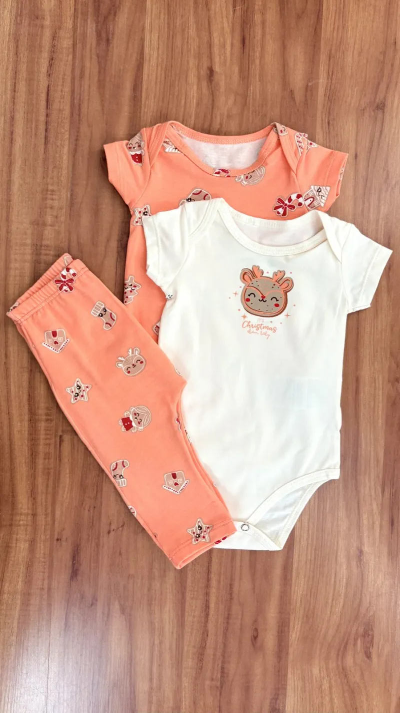 KIT FEMININO INFANTIL BODY SEM MANGA+CALÇA