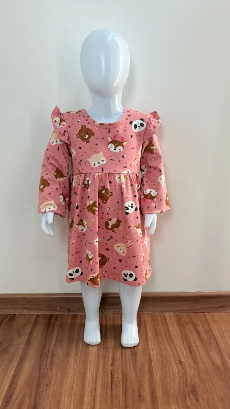 VESTIDO FEMININO INFANTIL MANGA LONGA CURTO