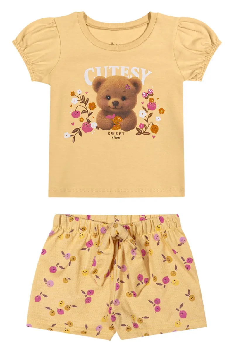 CONJUNTO FEMININO INFANTIL SEM MANGA+SHORTS