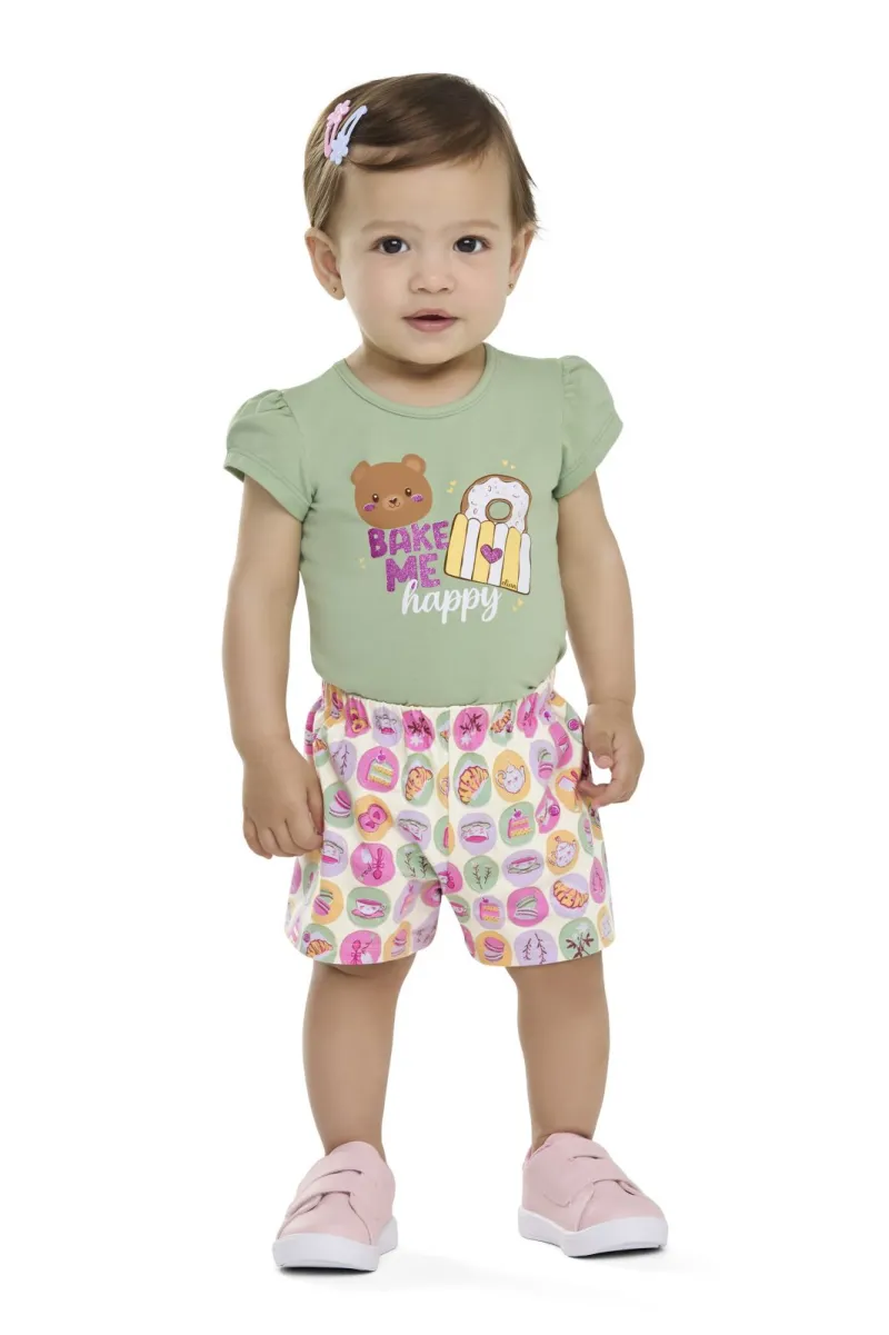 CONJUNTO FEMININO INFANTIL SM+SHORTS