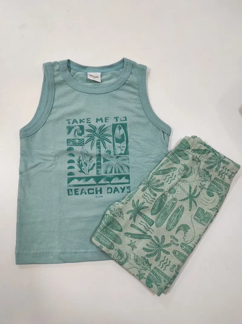 CONJUNTO MASCULINO INFANTIL REGATA+BERMUDA