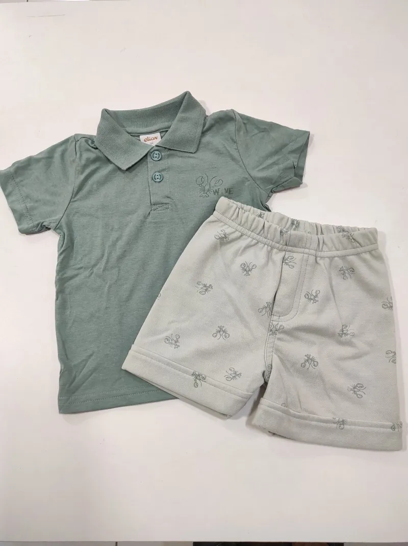 CONJUNTO MASCULINO INFANTIL POLO SEM MANGA+BERMUDA