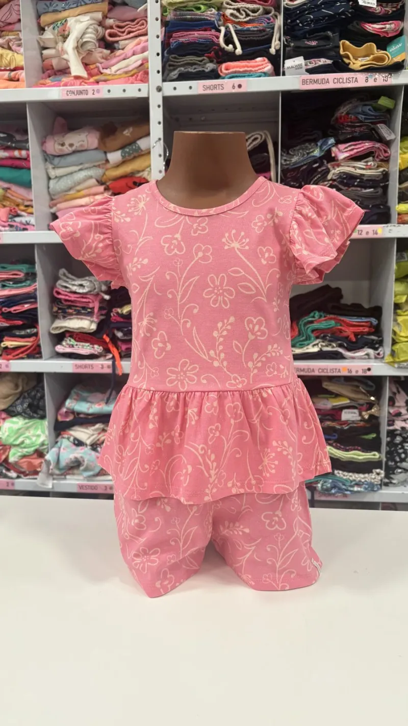 CONJUNTO FEMININO INFANTIL SEM MANGA+SHORTS R120