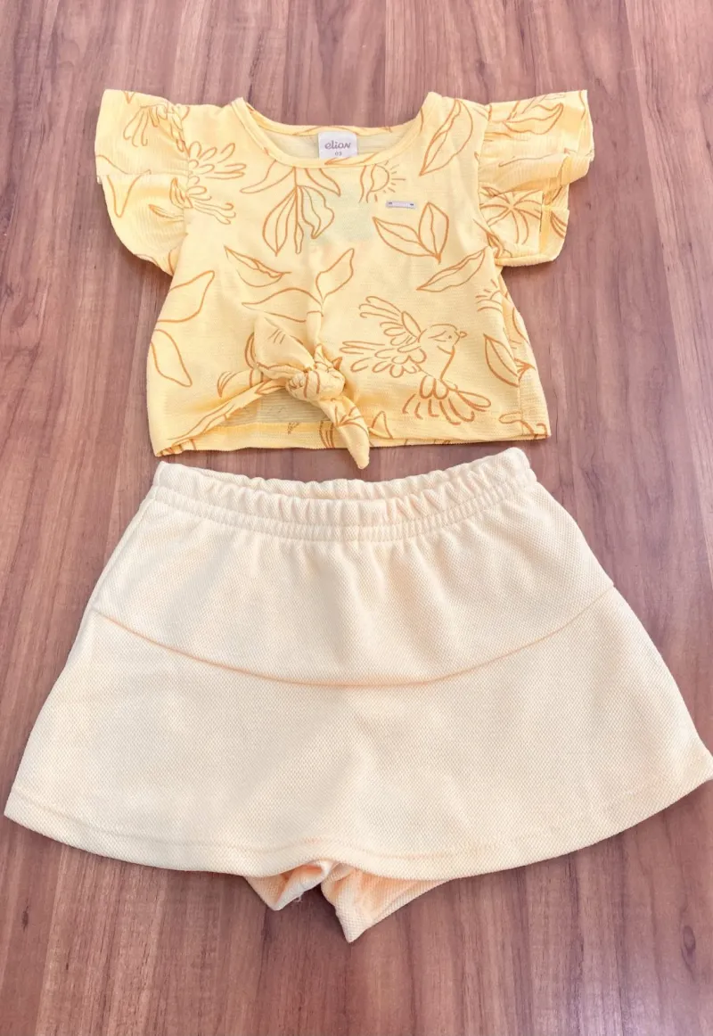 CONJUNTO FEMININO INFANTIL SEM MANGA+SHORTS R120