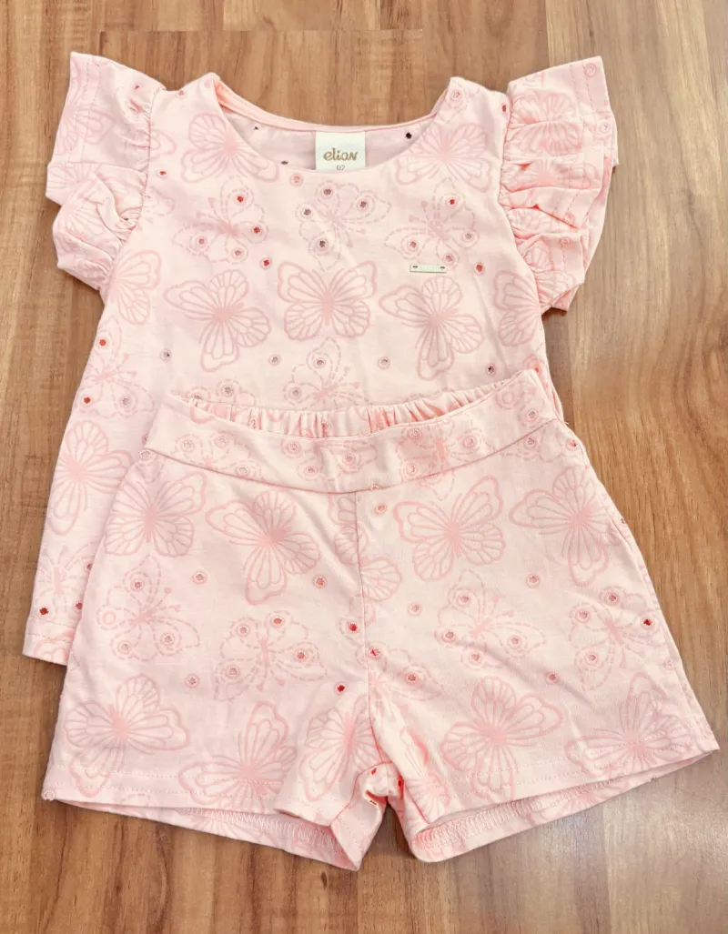 CONJUNTO FEMININO INFANTIL SEM MANGA+SHORTS R120