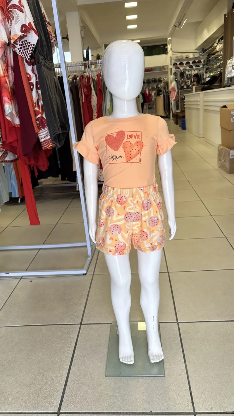 CONJUNTO FEMININO INFANTIL SEM MANGA+SHORTS R120