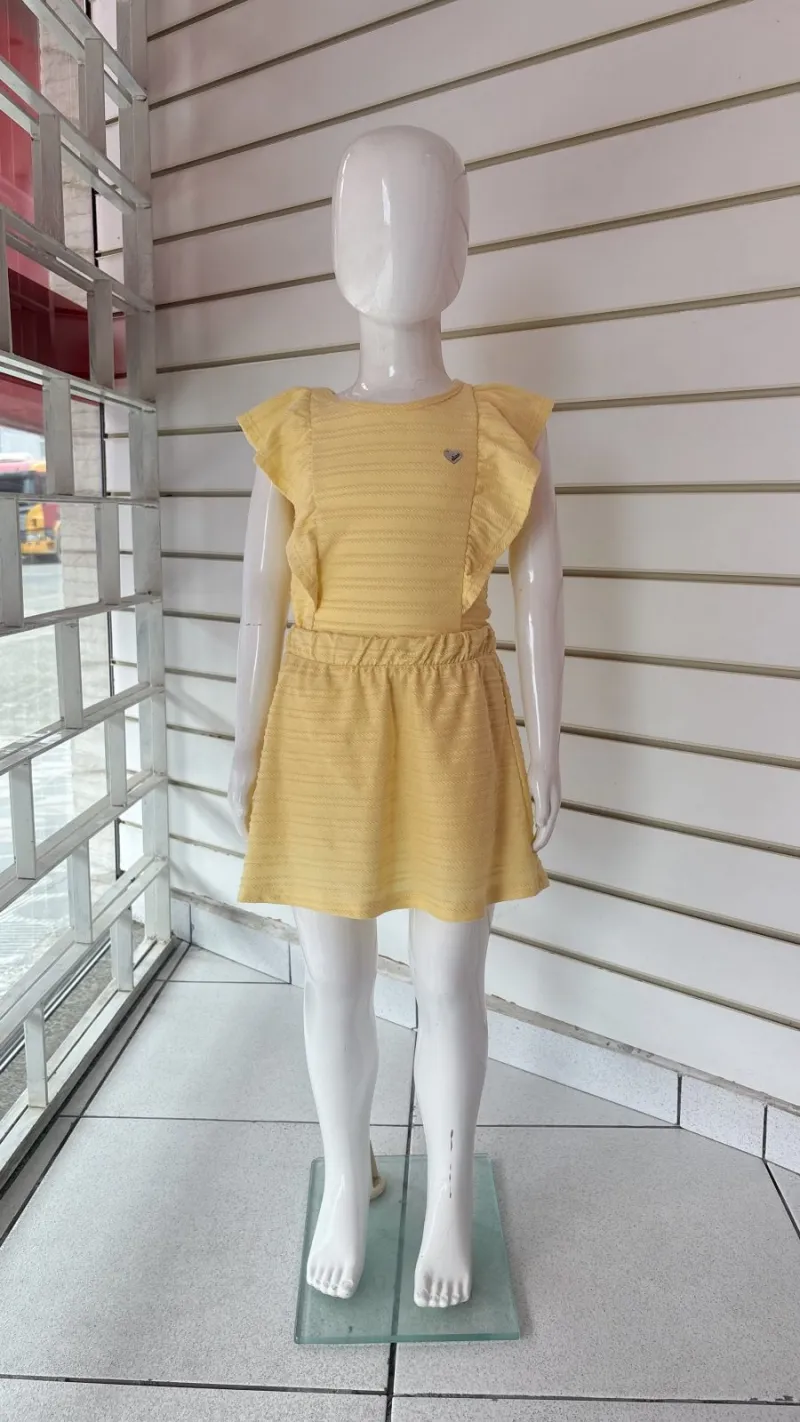 CONJUNTO FEMININO INFANTIL SEM MANGA+SAIA R120
