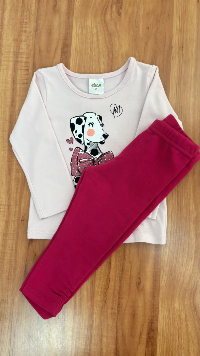 CONJUNTO FEMININO INFANTIL MANGA LONGA+CALÇA R120