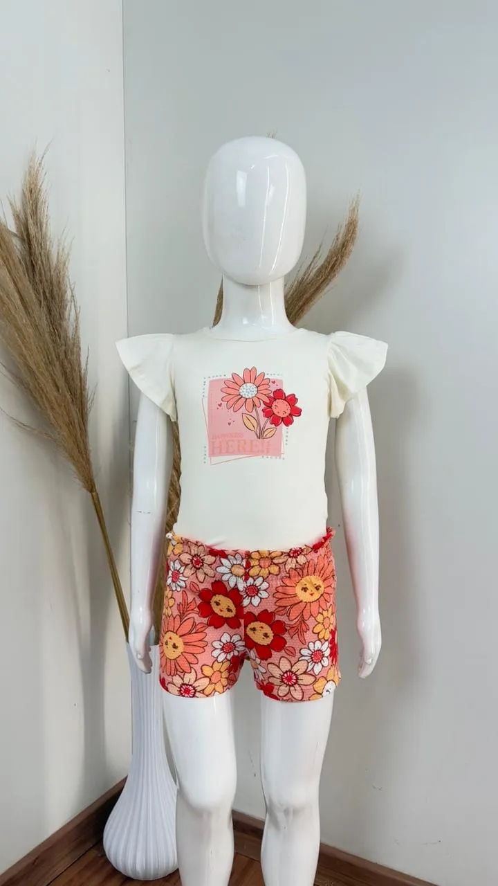 CONJUNTO FEMININO INFANTIL SEM MANGA+SHRT