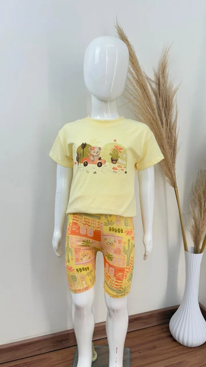 CONJUNTO FEMININO INFANTIL SEM MANGA+BERMUDA