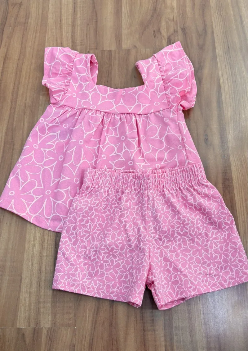 CONJUNTO FEMININO INFANTIL SEM MANGA+SHRT