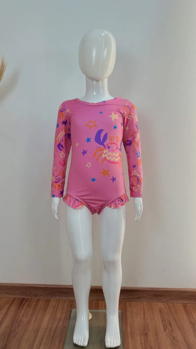 MAIO FEMININO INFANTIL MANGA LONGA PROTEÇÃO UV