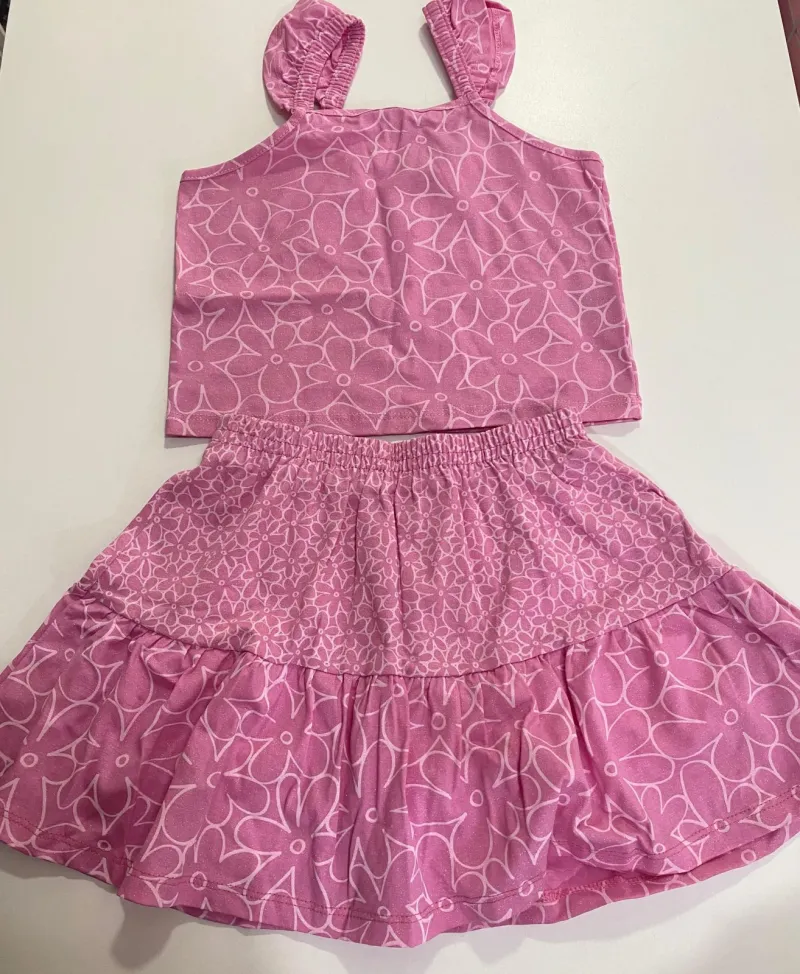 CONJUNTO FEMININO INFANTIL SM+SHRT SAIA