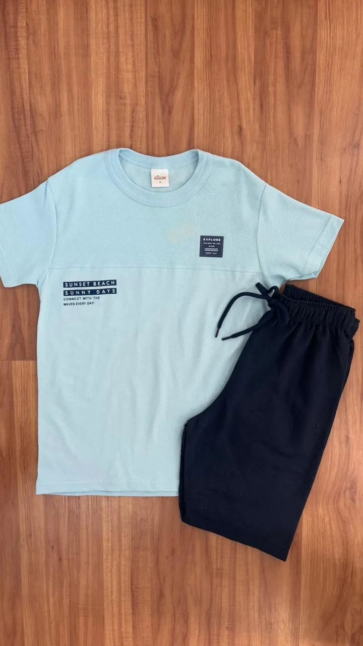 CONJUNTO MASCULINO INFANTIL SEM MANGA+BERMUDA