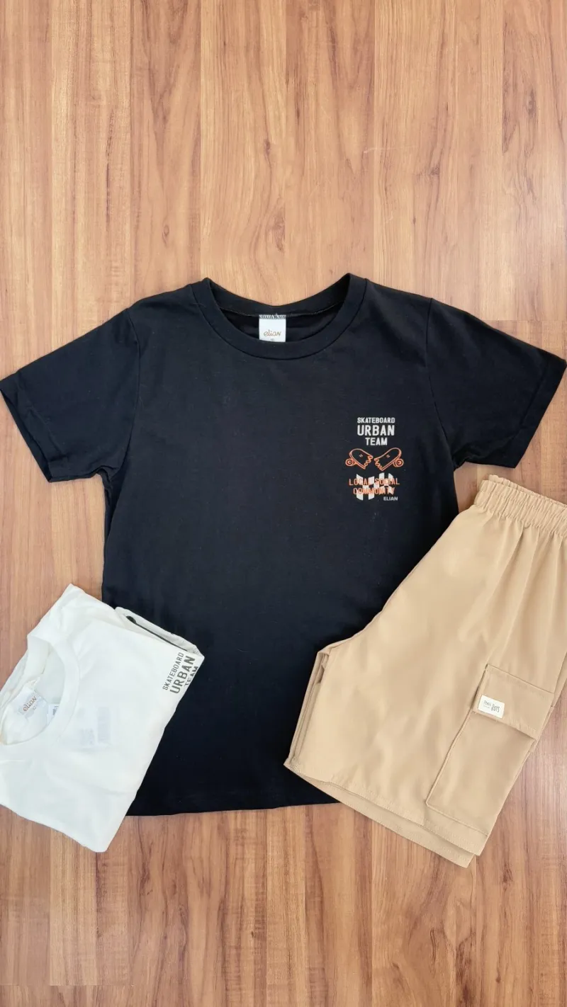 CONJUNTO MASCULINO INFANTIL SEM MANGA+BERMUDA