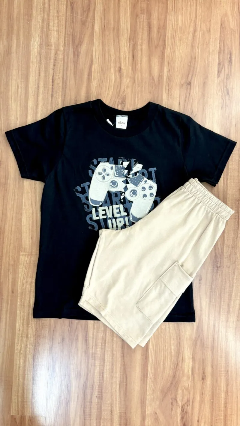CONJUNTO MASCULINO INFANTIL SEM MANGA+BERMUDA