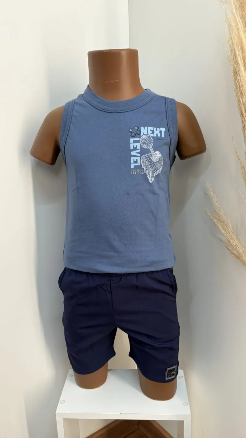 CONJUNTO MASCULINO INFANTIL REGATA+BERMUDA