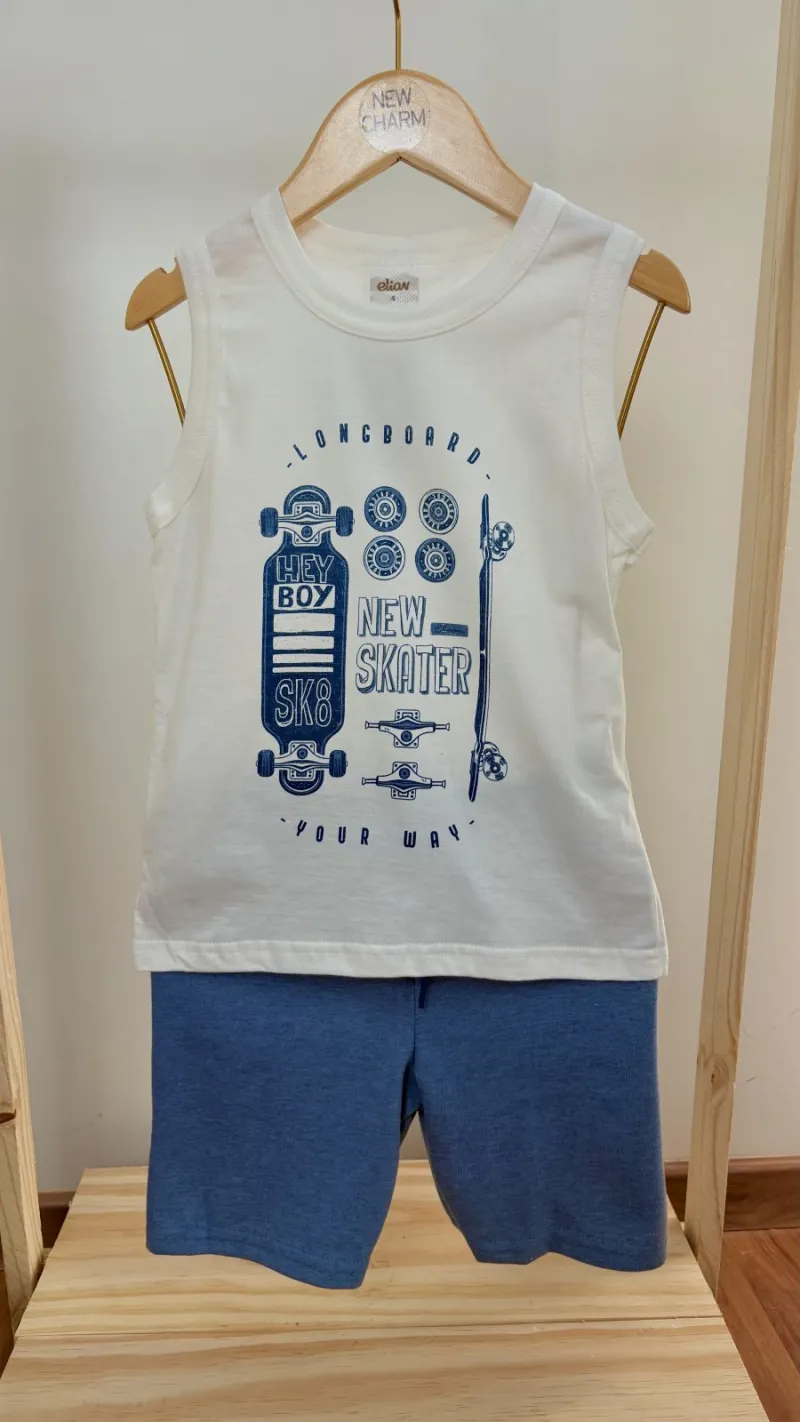 CONJUNTO MASCULINO INFANTIL REGATA+BERMUDA