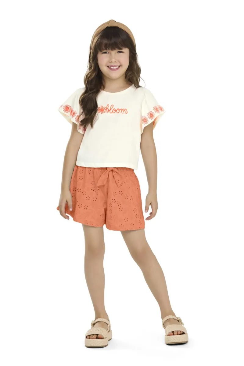 CONJUNTO FEMININO INFANTIL SEM MANGA+SHORTS