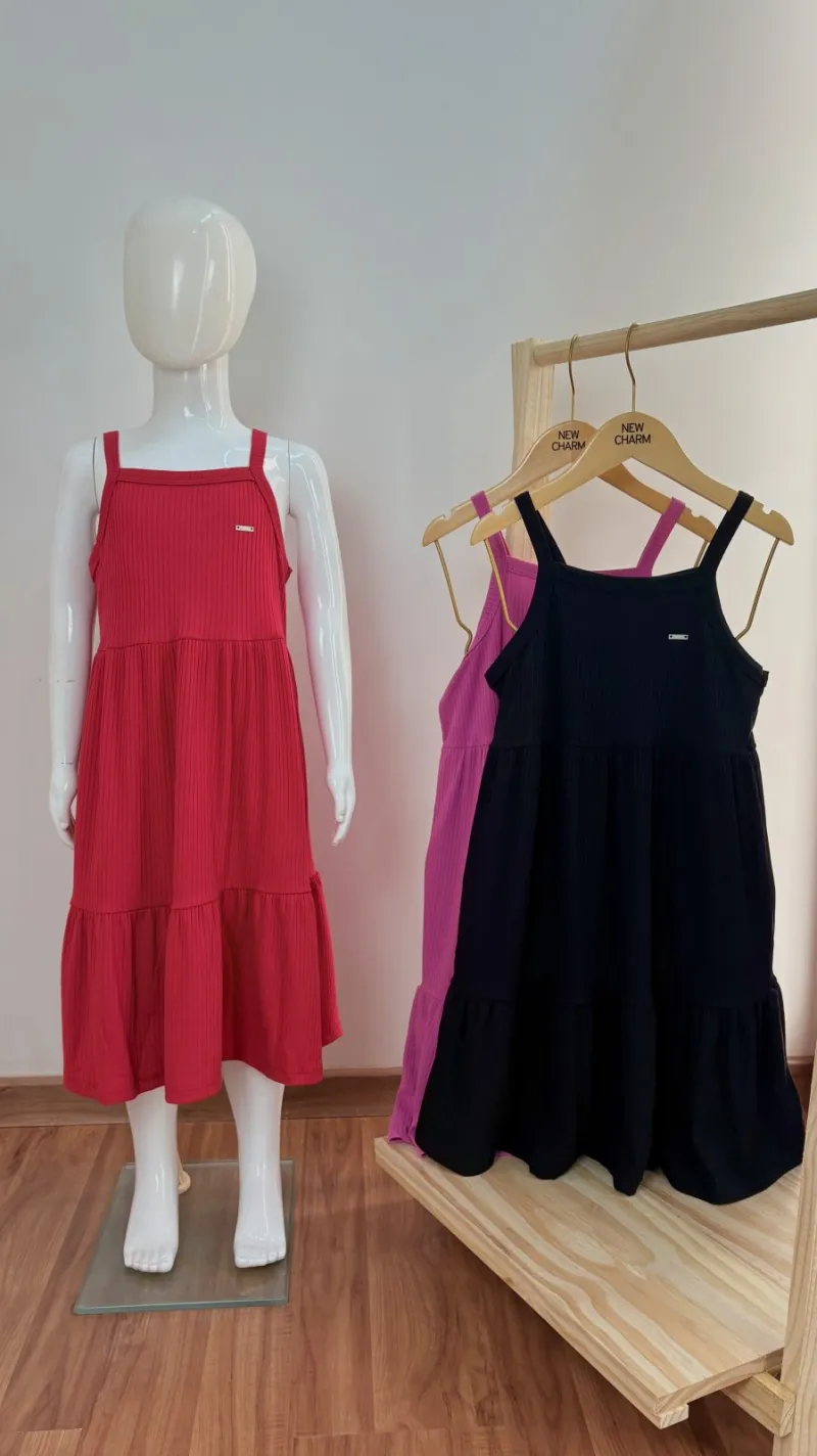 VESTIDO FEMININO INFANTIL C/ALÇA CURTO