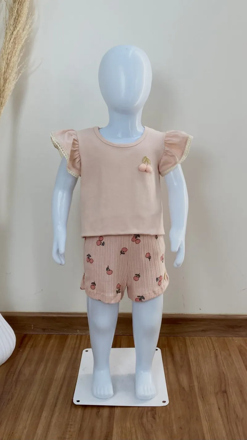 CONJUNTO FEMININO INFANTIL SEM MANGA+SHRT