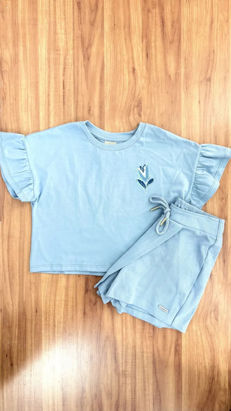 CONJUNTO FEMININO INFANTIL SEM MANGA+SHRTS