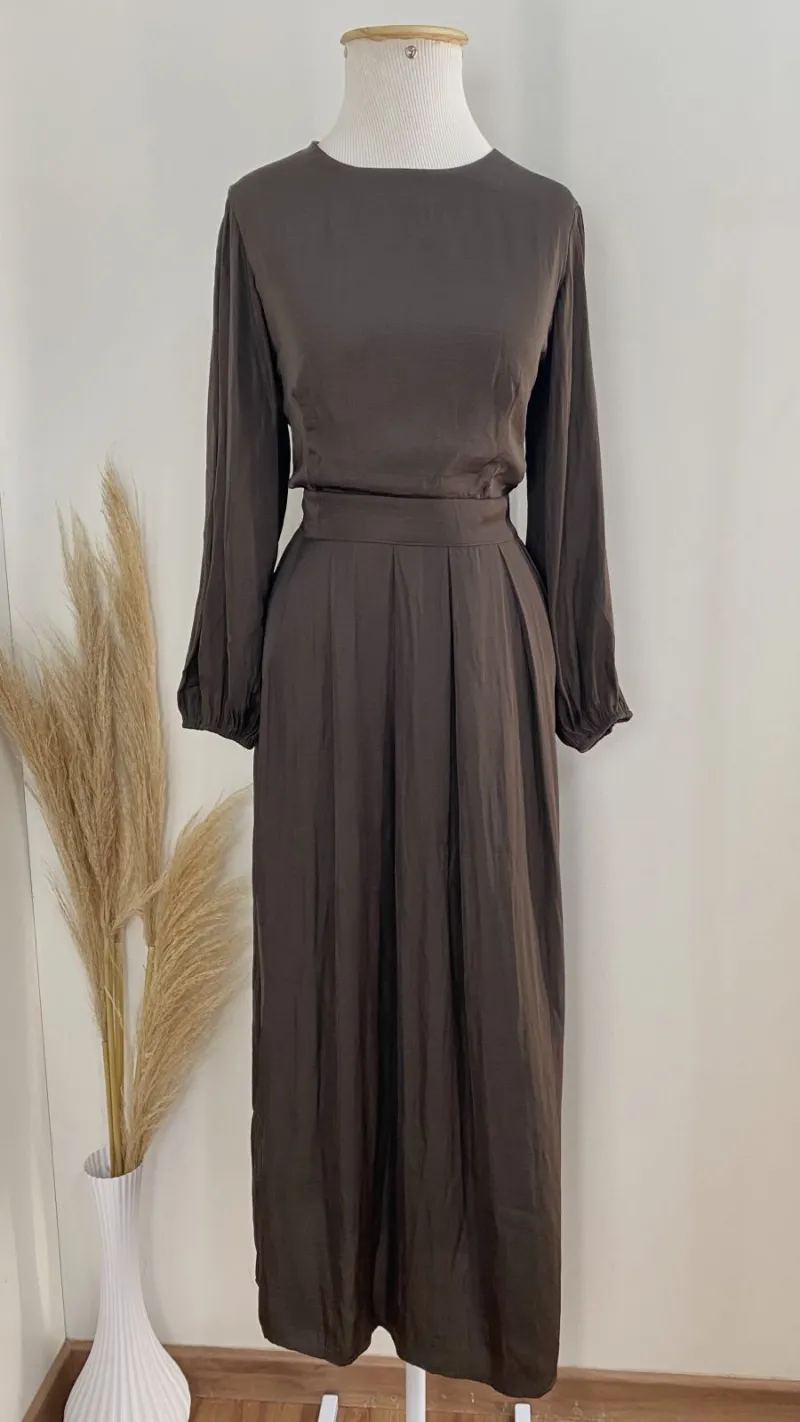 VESTIDO FEMININO ADULTO MANGA LONGA MIDI