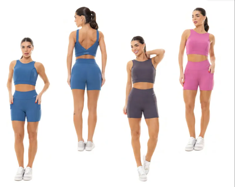 SHORTS FEMININO ADULTO FITNESS C/BOLSO