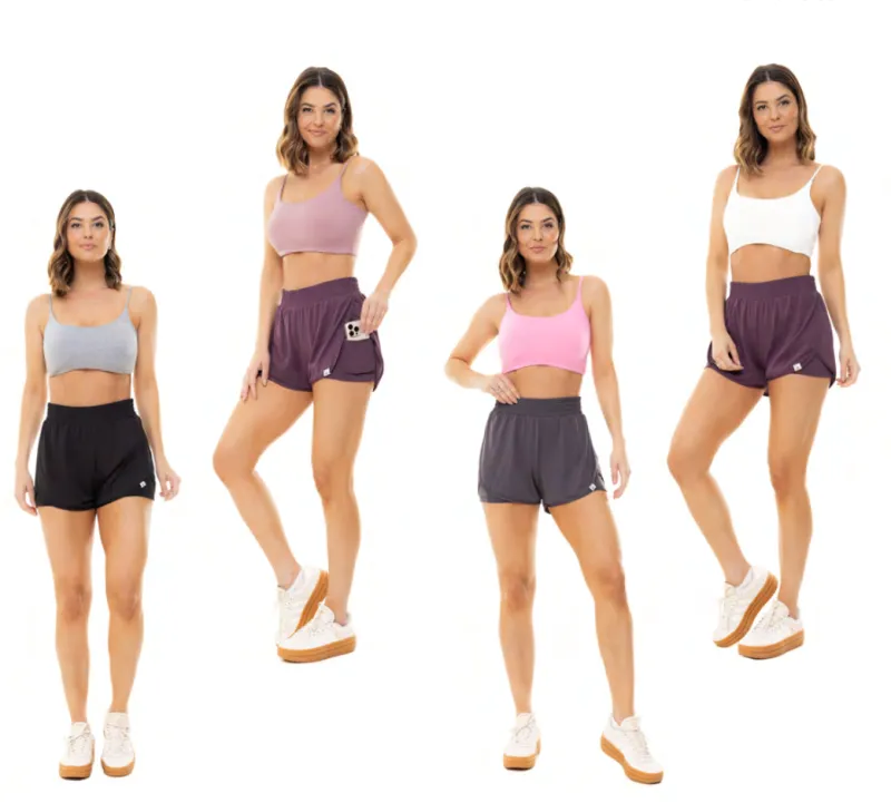 SHORTS FEMININO ADULTO FITNESS DUPLO