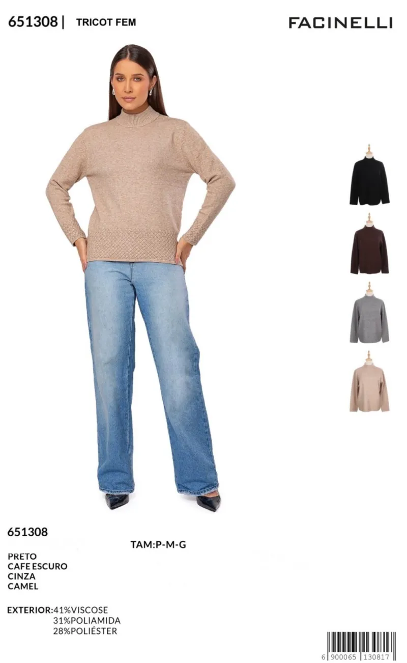 SUETER FEMININO ADULTO TRICOT