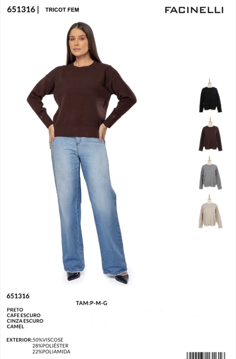 SUETER FEMININO ADULTO TRICOT