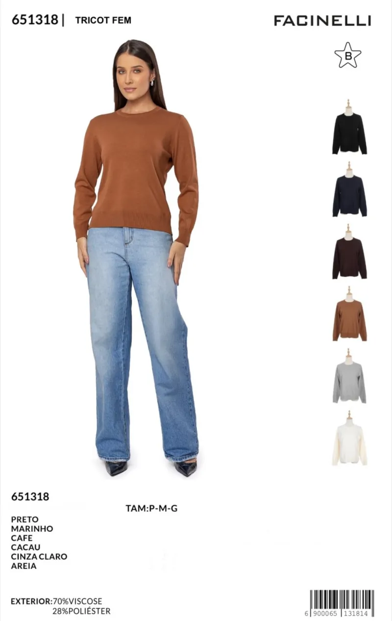 SUETER FEMININO ADULTO TRICOT