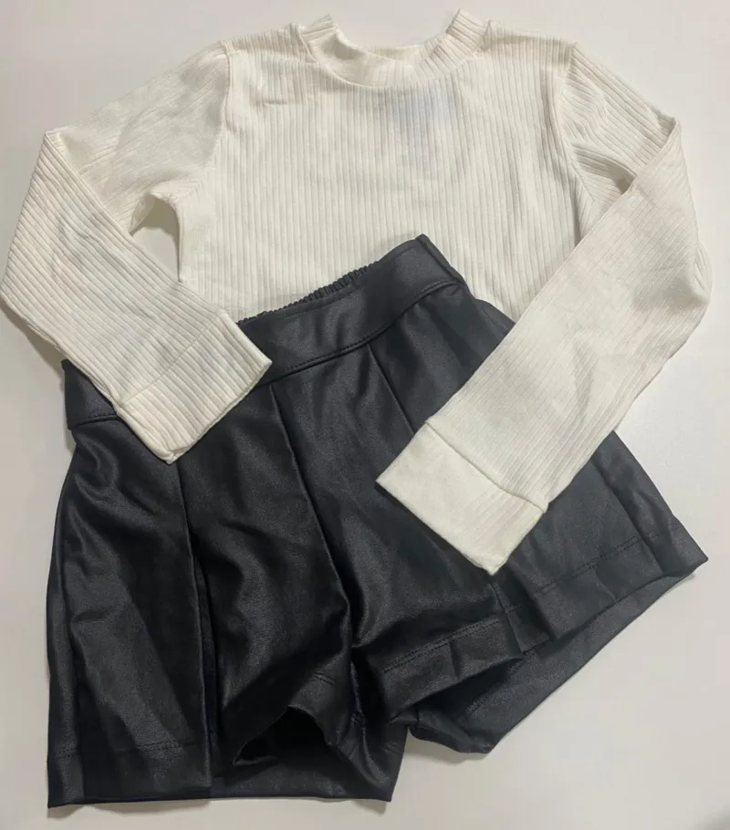 CONJUNTO FEMININO INFANTIL MANGA LONGA+SHRT R39