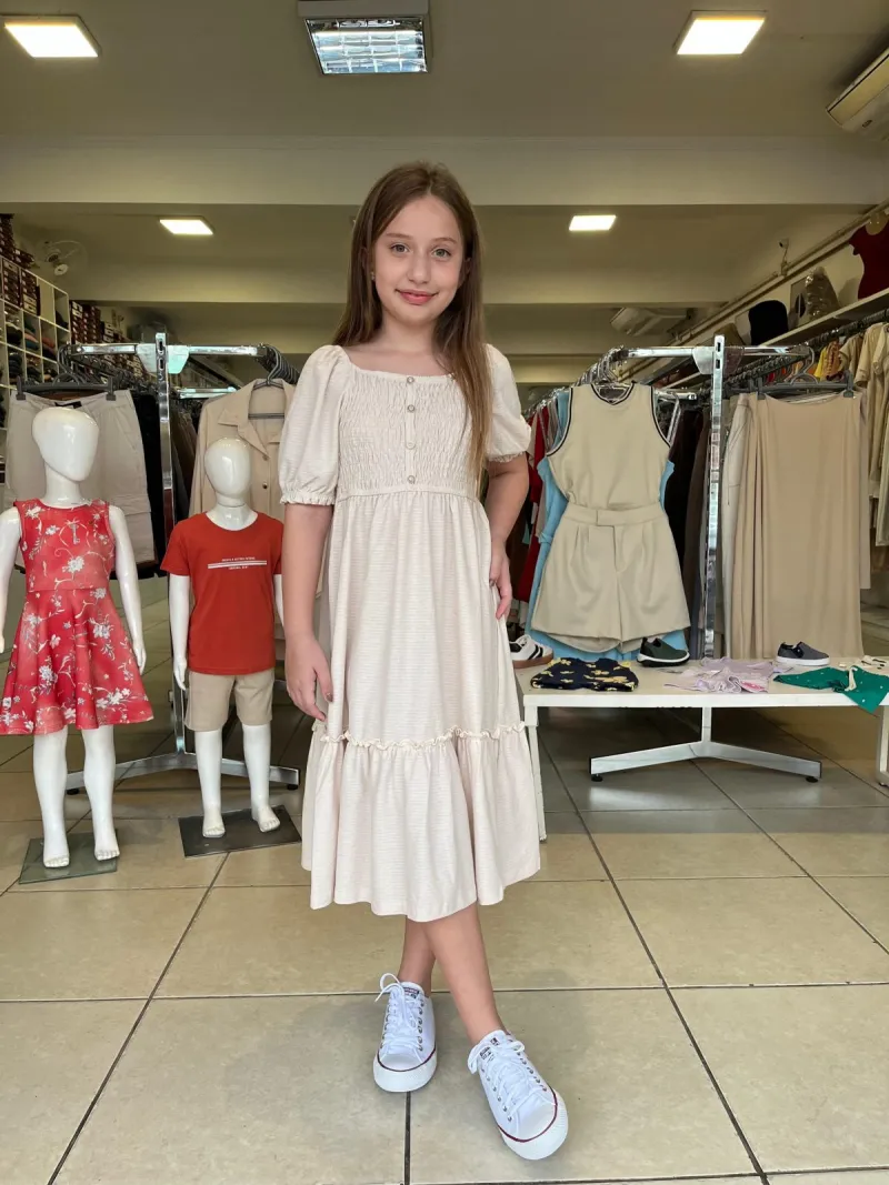VESTIDO FEMININO INFANTIL SEM MANGA