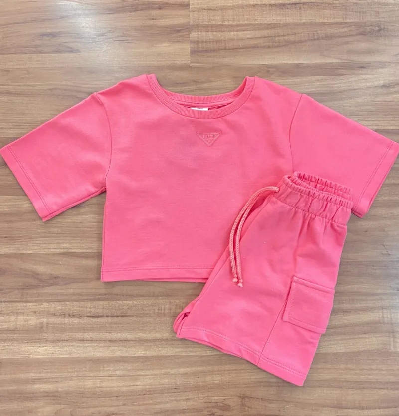 CONJUNTO FEMININO INFANTIL SEM MANGA+SHORTS R39