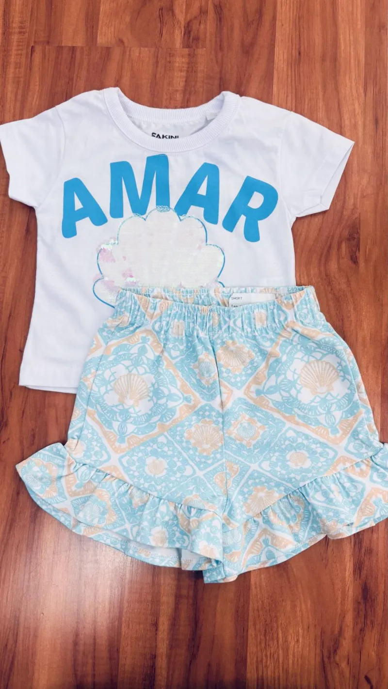 CONJUNTO FEMININO INFANTIL SEM MANGA+SHORTS R39