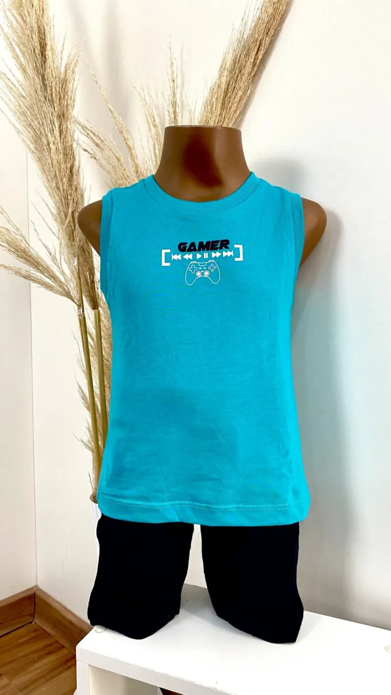 CONJUNTO MASCULINO INFANTIL REGATA+SHORTS R39