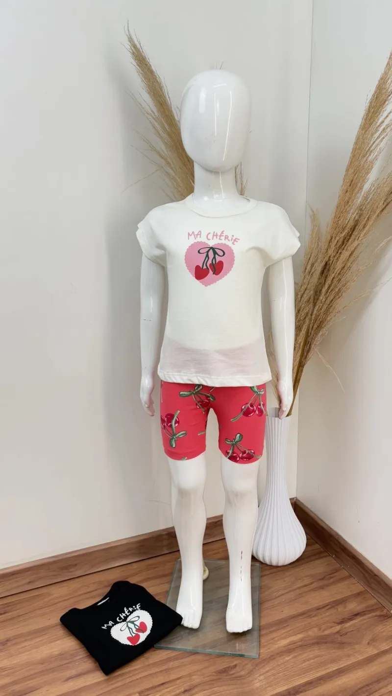 CONJUNTO FEMININO INFANTIL SEM MANGA+SHRT