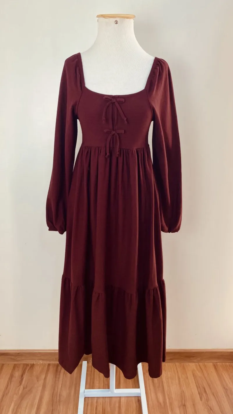 VESTIDO FEMININO INFANTIL MANGA LONGA MIDI