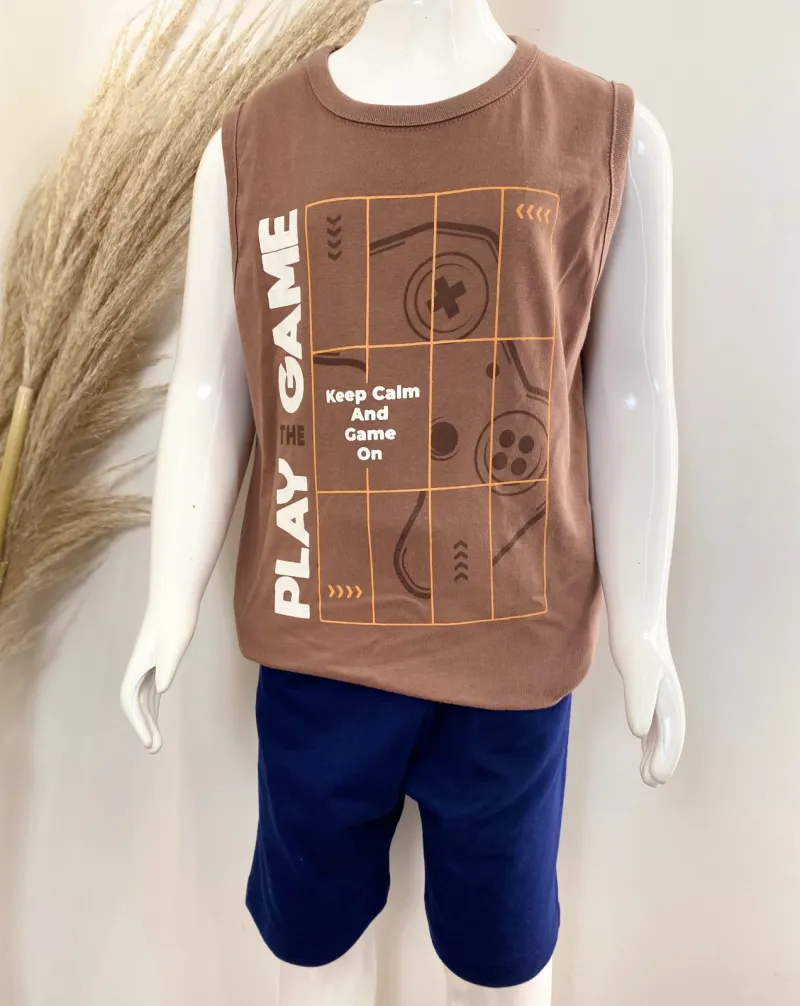 CONJUNTO MASCULINO INFANTIL REGATA+BERMUDA