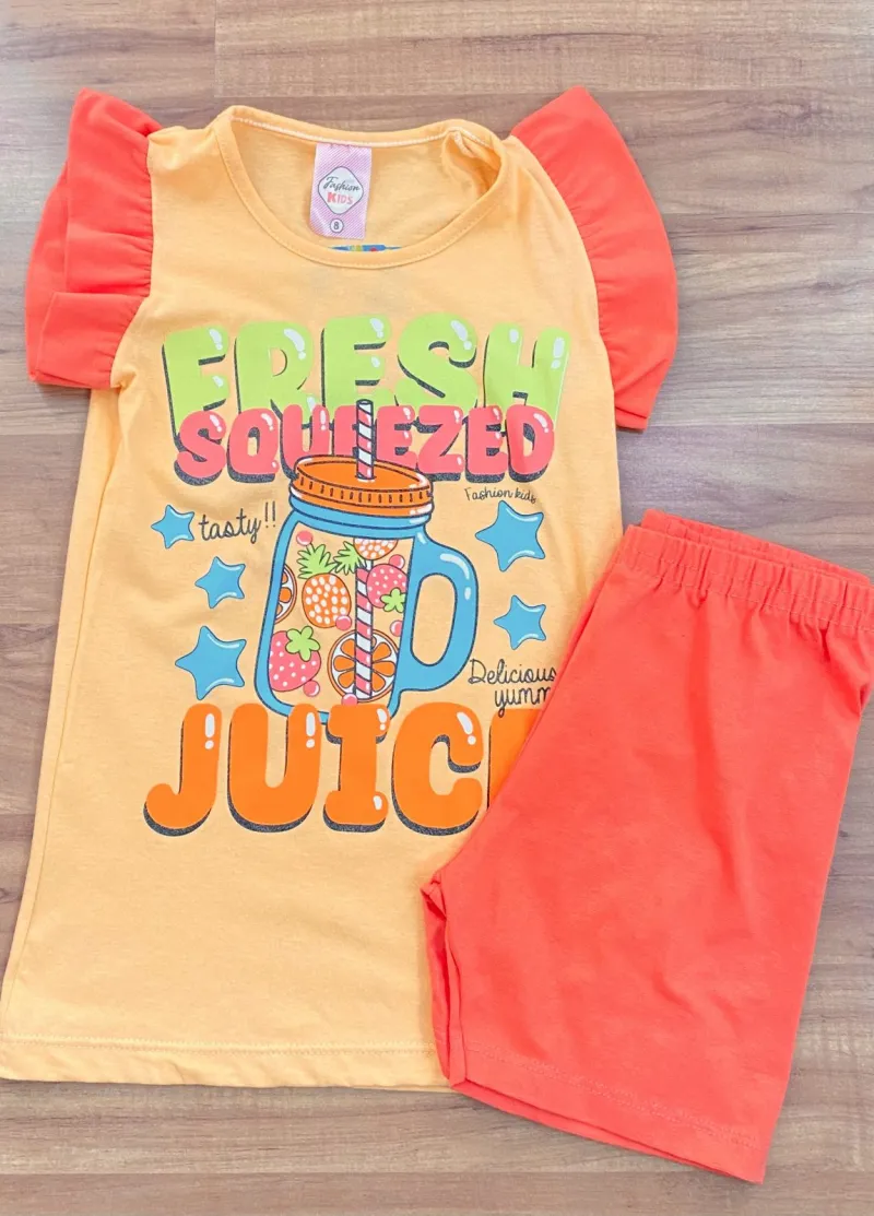 CONJUNTO FEMININO INFANTIL SEM MANGA+SHRT